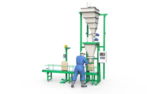 «Гамма-10» (самотек) + бункер 0,6 м3 + конвейер отводной (10 кг) + машинка мешкозашивочная ручная